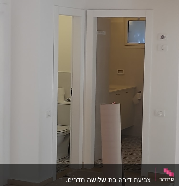 חדר עם דלי צבע, נייר מגן על הרצפה